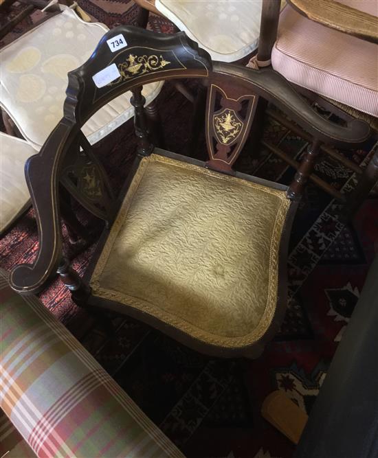 Edwardian inlaid corner chair